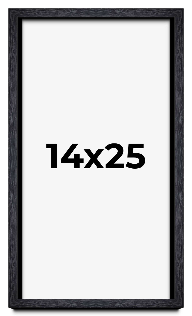 14x25 Shadow Box 1" Depth Black Picture Frame - UV Acrylic, Backing, Hanging Hardware